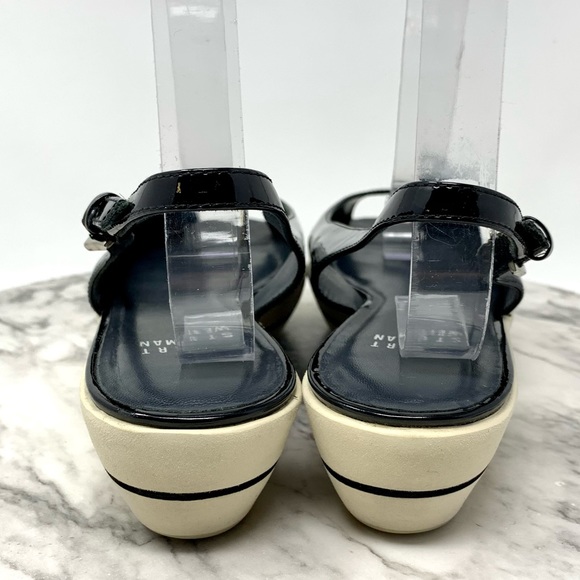 Stuart Weitzman Peep Toe Slingback Flatform two tone patent leather black 7.5 - Picture 5 of 13